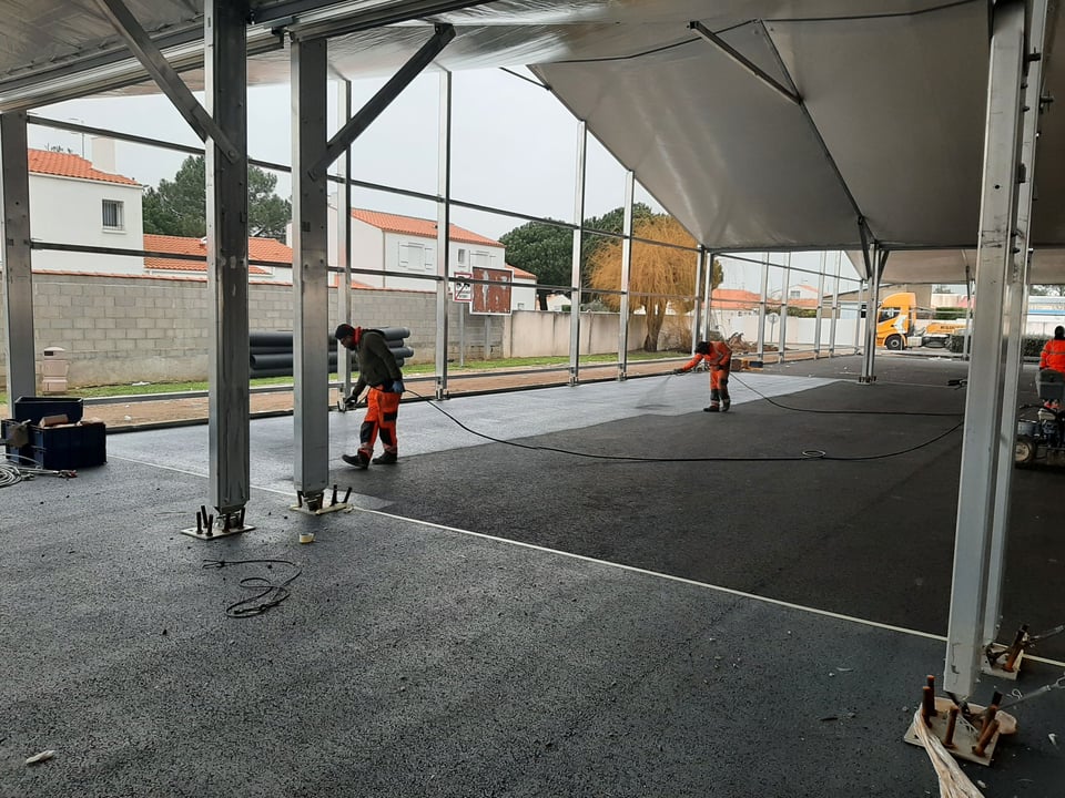 mise en place d'un bâtiment modulaire
